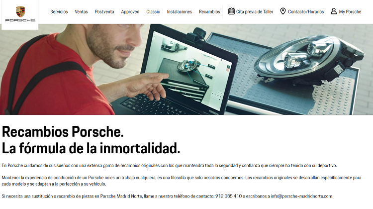 Pagina web Porsche