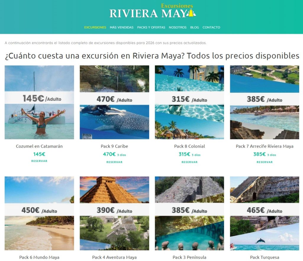 Web Excursiones Riviera Maya